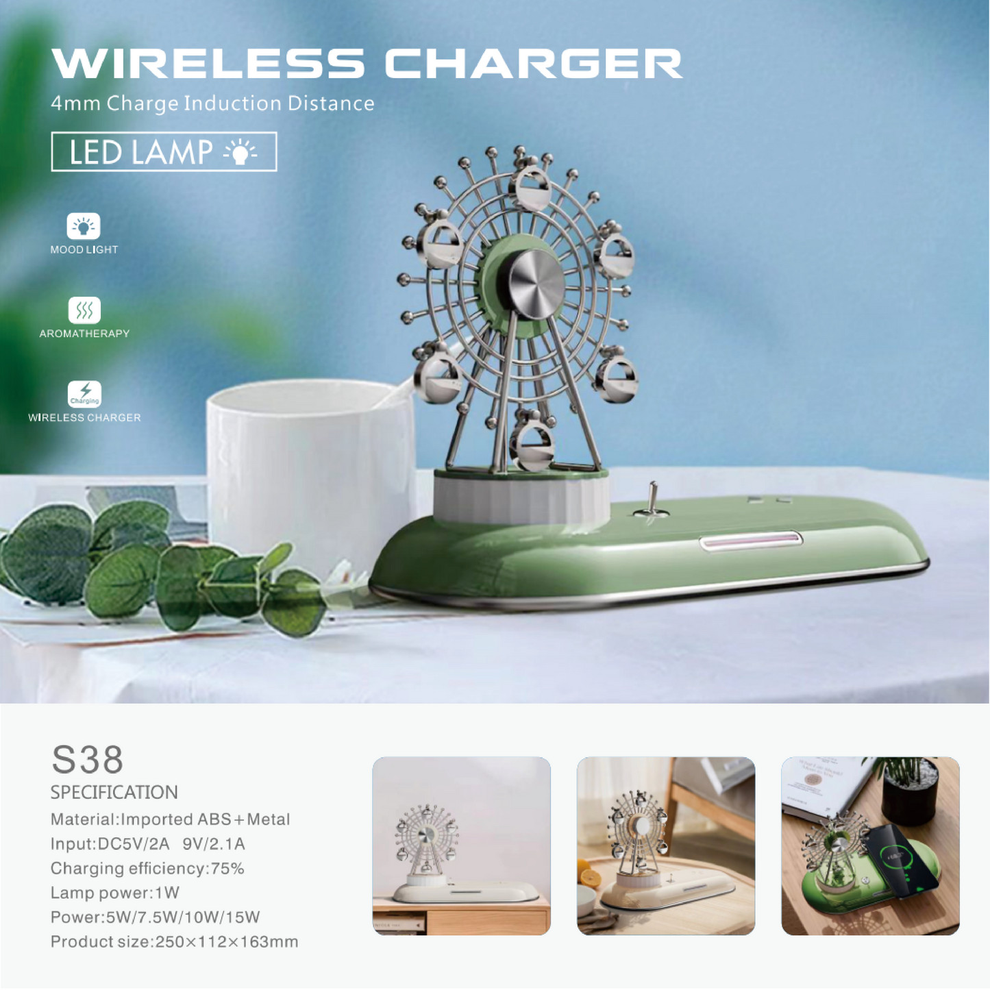 Elegant Furniture (Wireless Charger + Clock + Lamp) Z
