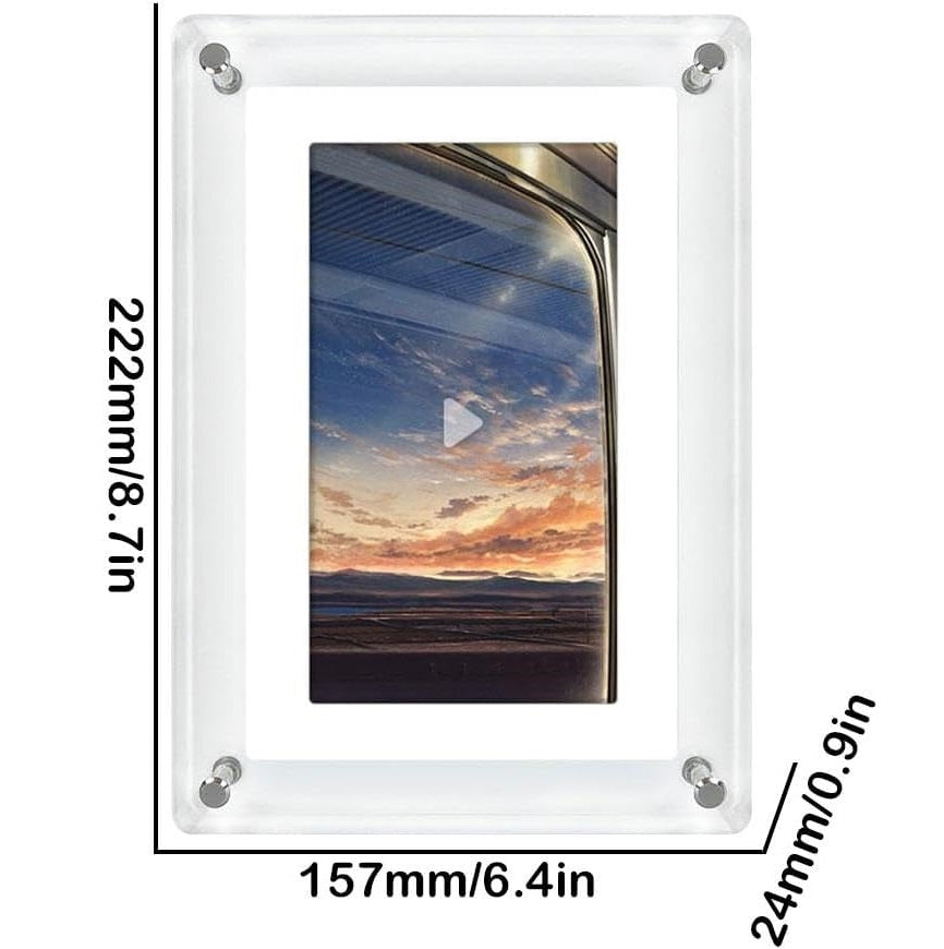 Acrylic Digital Photo Frame with Blue Upload Photo & Video