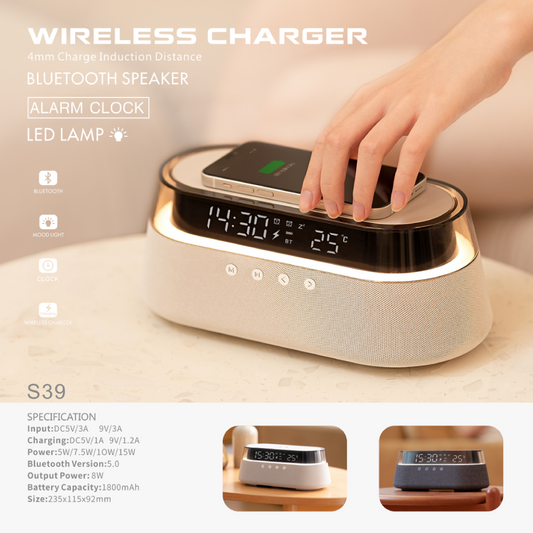 Elegant Furniture (Wireless Charger + Clock + Lamp) F