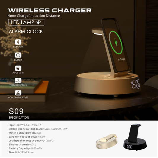 Elegant Furniture (Wireless Charger + Clock + Lamp) H
