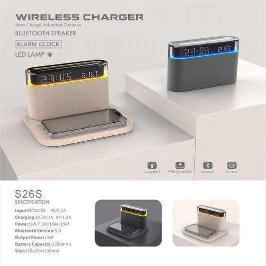 Elegant Furniture (Wireless Charger + Clock + Lamp) L
