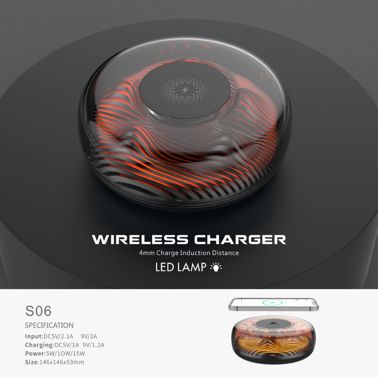 Elegant Furniture (Wireless Charger + Clock + Lamp) B