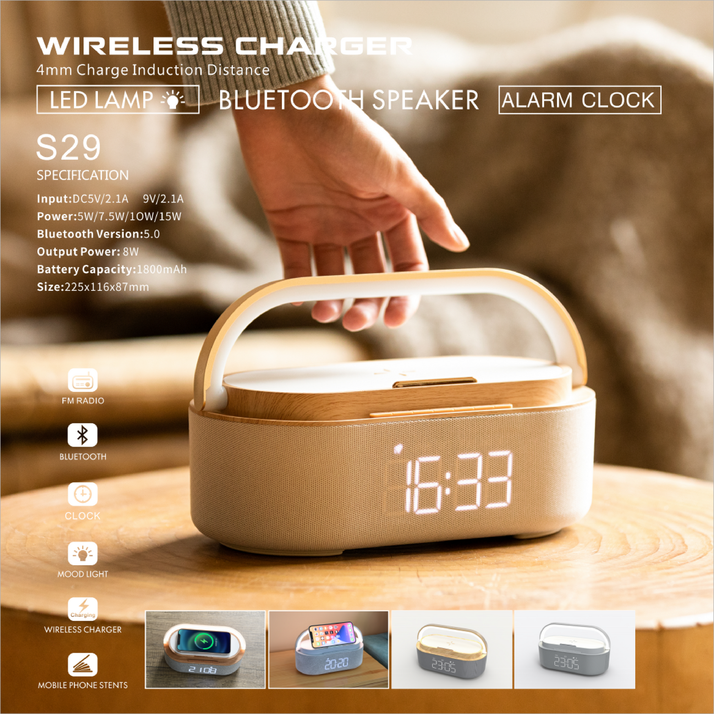 Elegant Furniture (Wireless Charger + Clock + Lamp) O