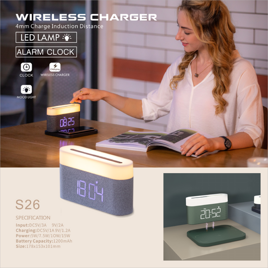 Elegant Furniture (Wireless Charger + Clock + Lamp) Q