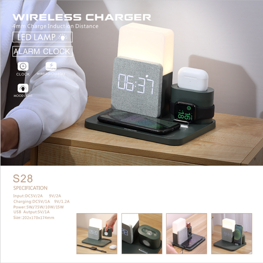 Elegant Furniture (Wireless Charger + Clock + Lamp) U