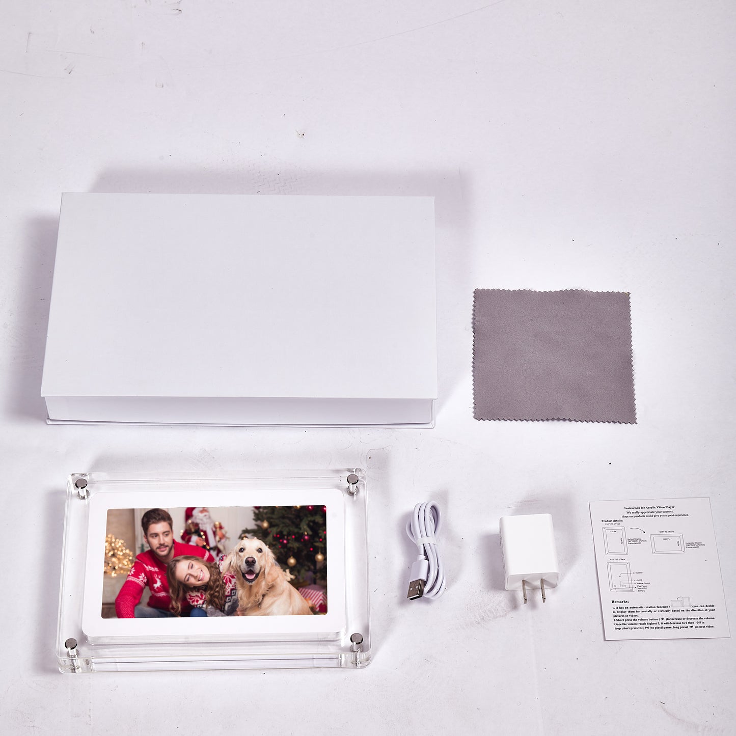 Acrylic Digital Photo Frame with Blue Upload Photo & Video 5″, 7″, 10.1″