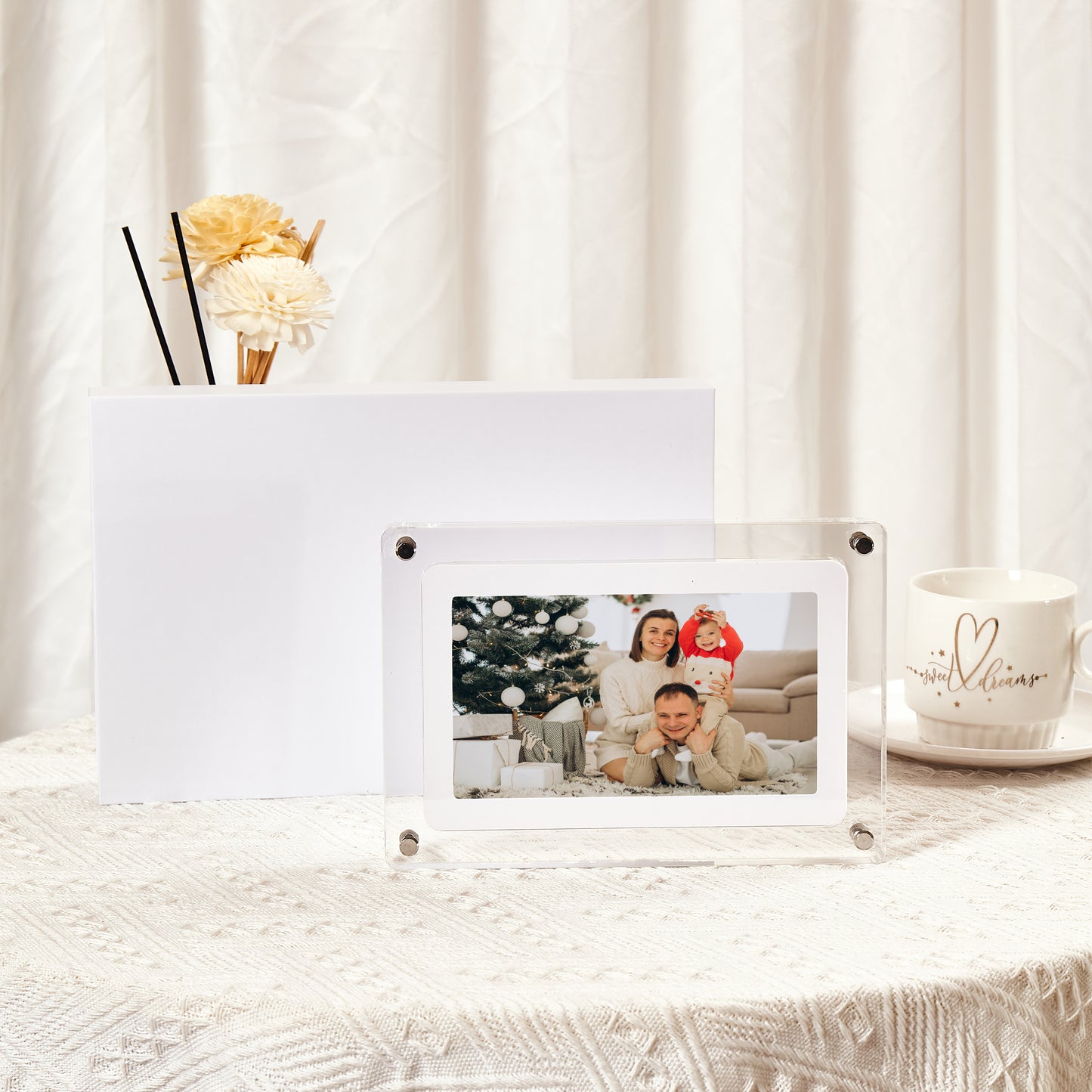 Acrylic Digital Photo Frame with Blue Upload Photo & Video 5″, 7″, 10.1″