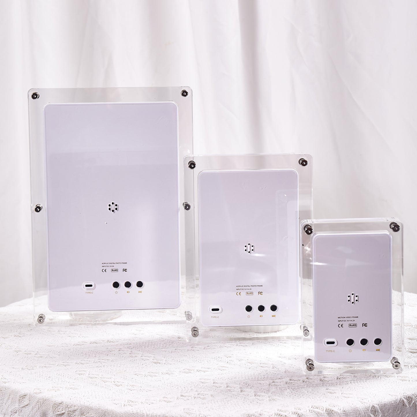 Acrylic Digital Photo Frame with Blue Upload Photo & Video 5″, 7″, 10.1″